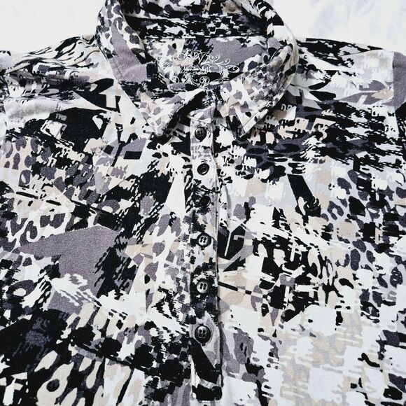 Gloria Vanderbilt Womens Blouse Multicolor Size XL Stretch Short Sleeve Pullover - Picture 7 of 12